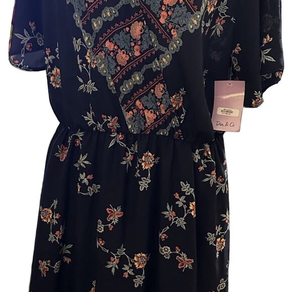 Dia & Co. West K.E.I. Nyla Wrap Front Mini Dress, Navy Floral Plus Size 1X, NWT - Picture 5 of 6